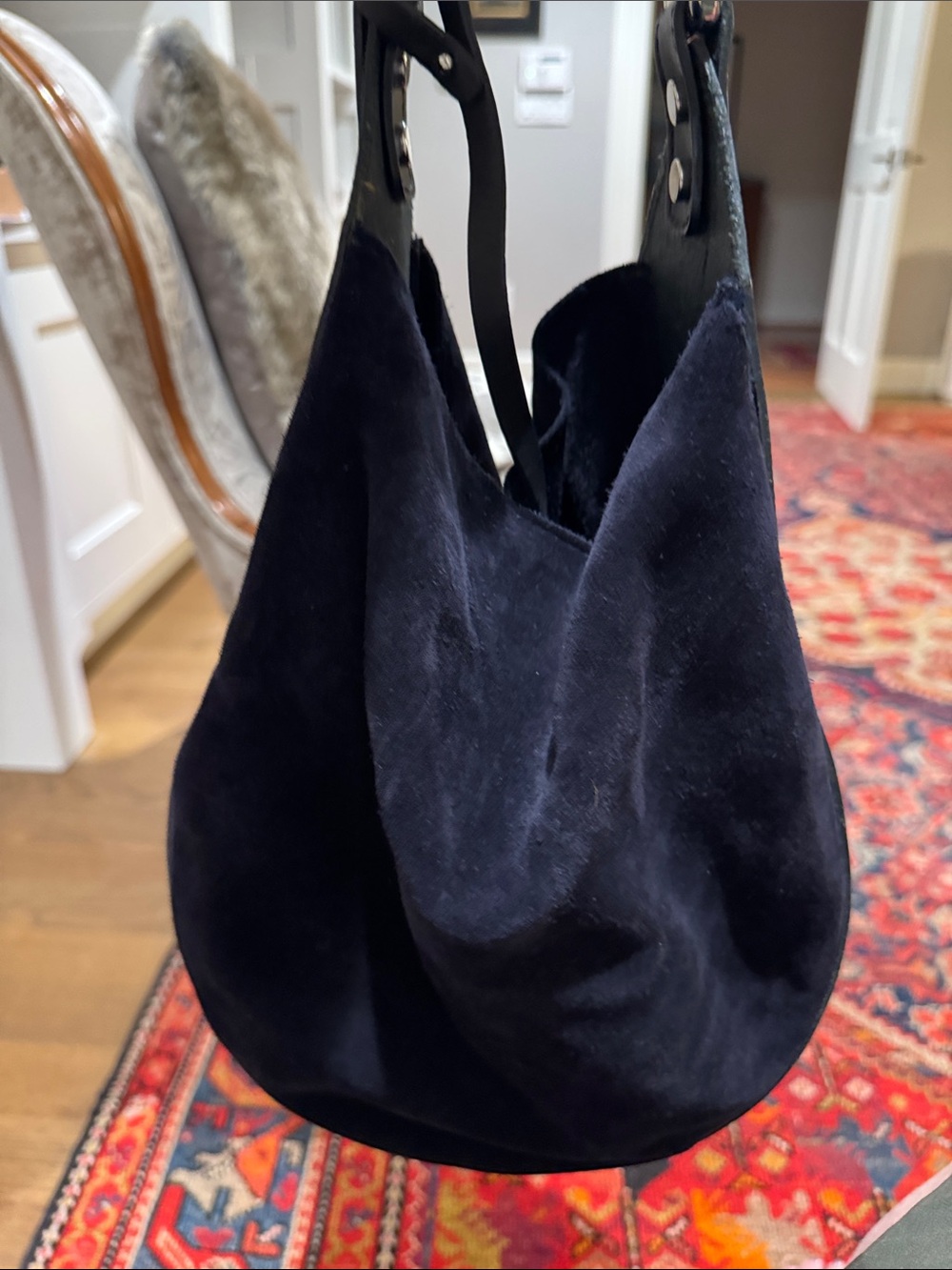 Graf lantz Black Suede Shoulder Bag - Classic Soft Design Unusual Style.Fun bag!